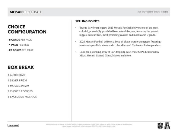 2025 Panini Mosaic Football Choice Hobby Box