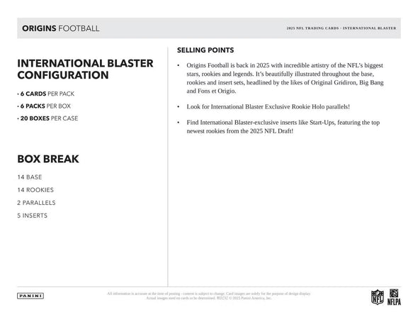 2025 Panini Origins Football International Blaster Box