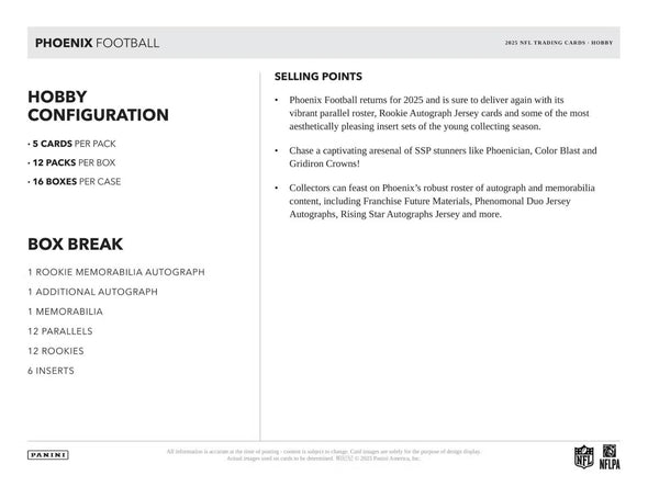 2025 Panini Phoenix Football Hobby Box