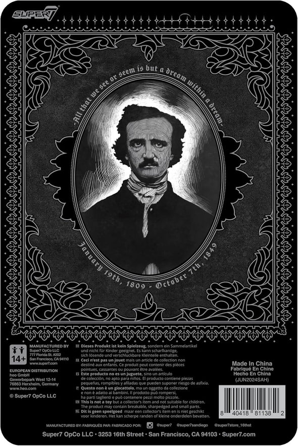 Super7 Edgar Allan Poe (Grayscale) Collectible Action Figure