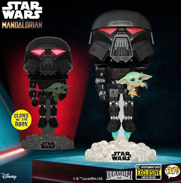 Funko Pop!-Star Wars-The Mandalorian-Dark Trooper With Grogu #488