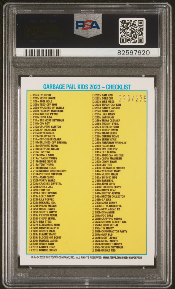 2023 Garbage Pail Kids Chrome-Meghan Strainer-Yellow #241b PSA 10