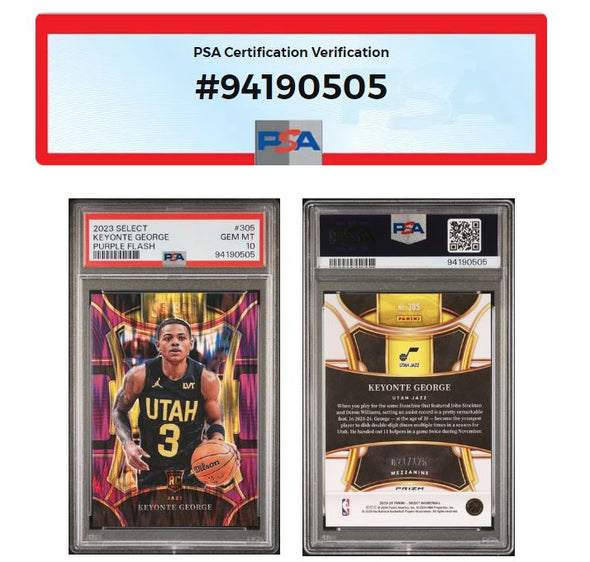 2023-24 Select-Keyonte George #305 Purple Flash #'d 021/175 PSA 10