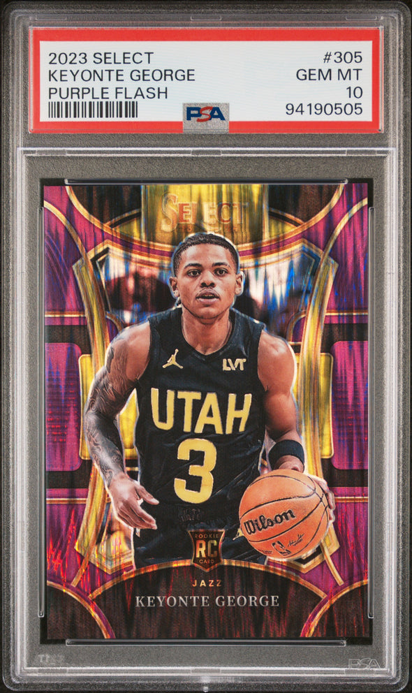 2023-24 Select-Keyonte George #305 Purple Flash #'d 021/175 PSA 10