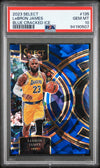 2023-24 Panini Select Basketball-LeBron James Blue Cracked Ice #135 PSA 10