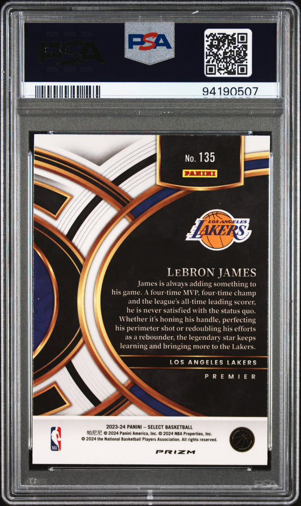 2023-24 Panini Select Basketball-LeBron James Blue Cracked Ice #135 PSA 10