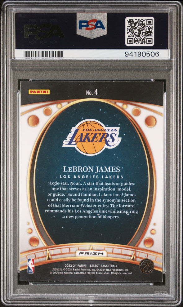 2023-24 Select Basketball-LeBron James Lodestars Silver Prizm #4 PSA 9