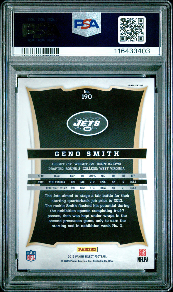 2013 Select Geno Smith Rookie Prizm PSA 10