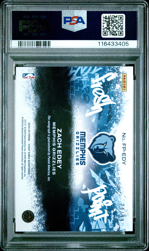 2024-25 Court Kings Fresh Paint Autographs Zach Edey #'d 99 PSA 9