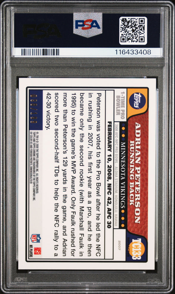 2008 Topps Chrome-Adrian Peterson-Gold Refractor #'d 199 PSA 10