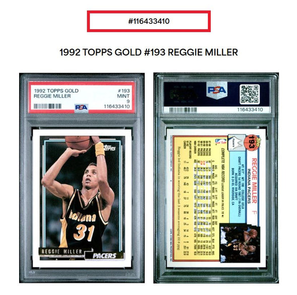 1992-93 Topps-Reggie Miller-Gold PSA 9
