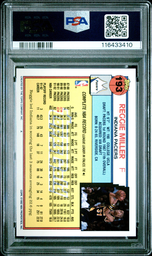 1992-93 Topps-Reggie Miller-Gold PSA 9