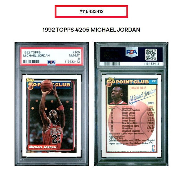 1992-93 Topps-Michael Jordan #205 PSA 8