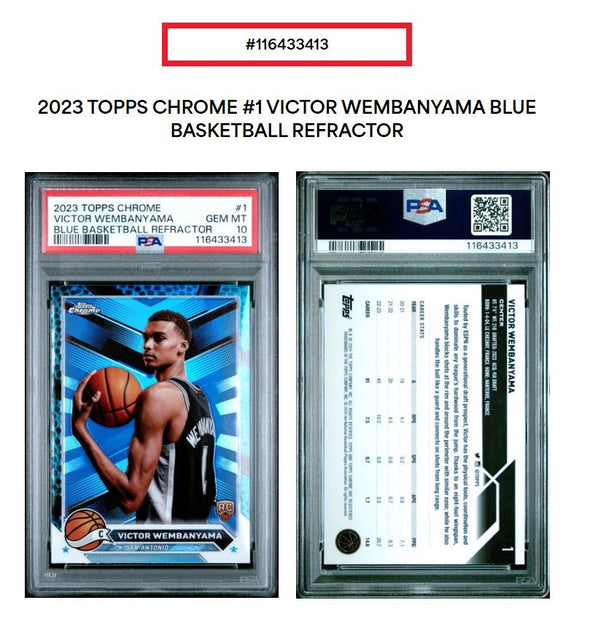 2023-24 Topps Chrome-Victor Wembanyama #1 Blue Refractor PSA 10