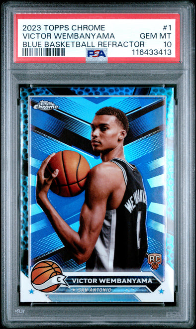 2023-24 Topps Chrome-Victor Wembanyama #1 Blue Refractor PSA 10