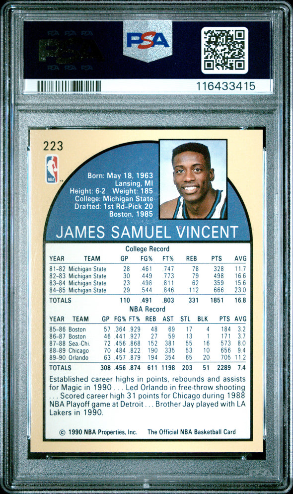 1990-91 Hoops-Sam Vincent #223 Shows Michael Jordan PSA 9