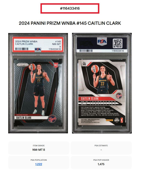 2024 Prizm WNBA-Caitlin Clark #145 PSA 8