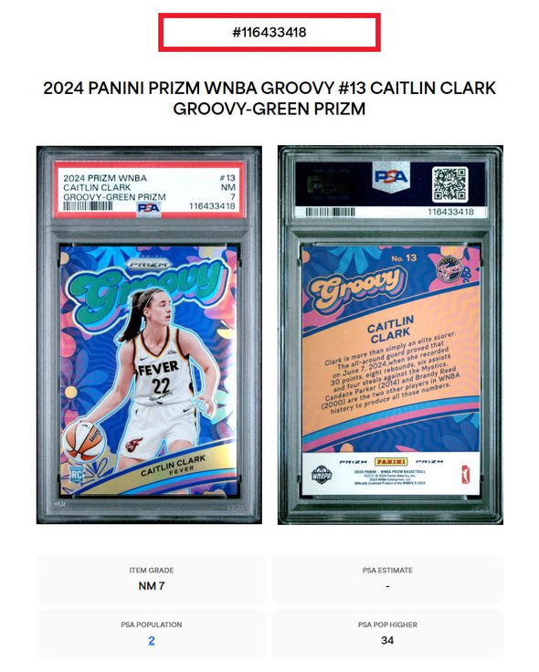 2024 Prizm WNBA-Caitlin Clark #13 Groovy Green Prizm PSA 7