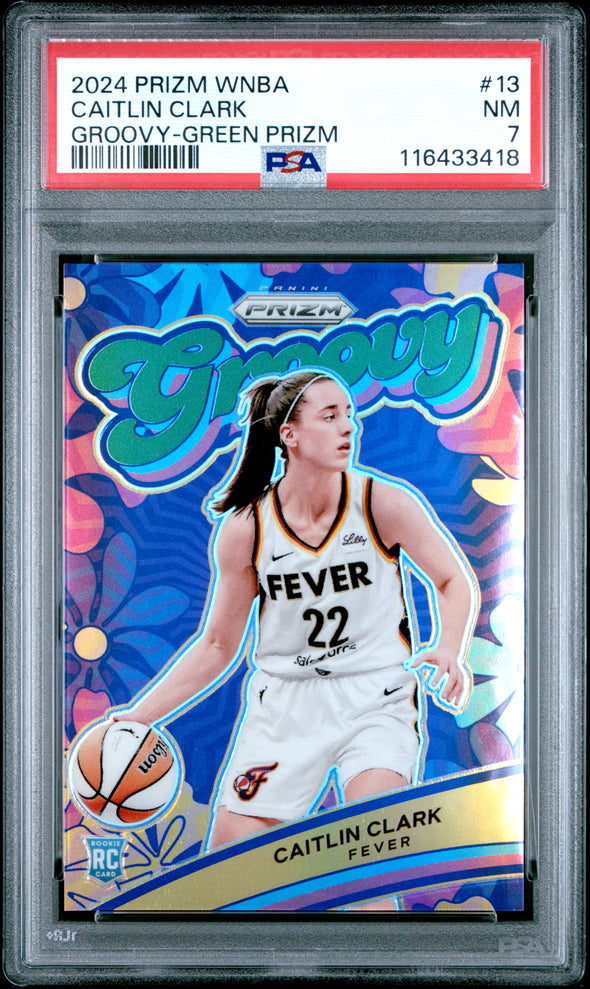 2024 Prizm WNBA-Caitlin Clark #13 Groovy Green Prizm PSA 7