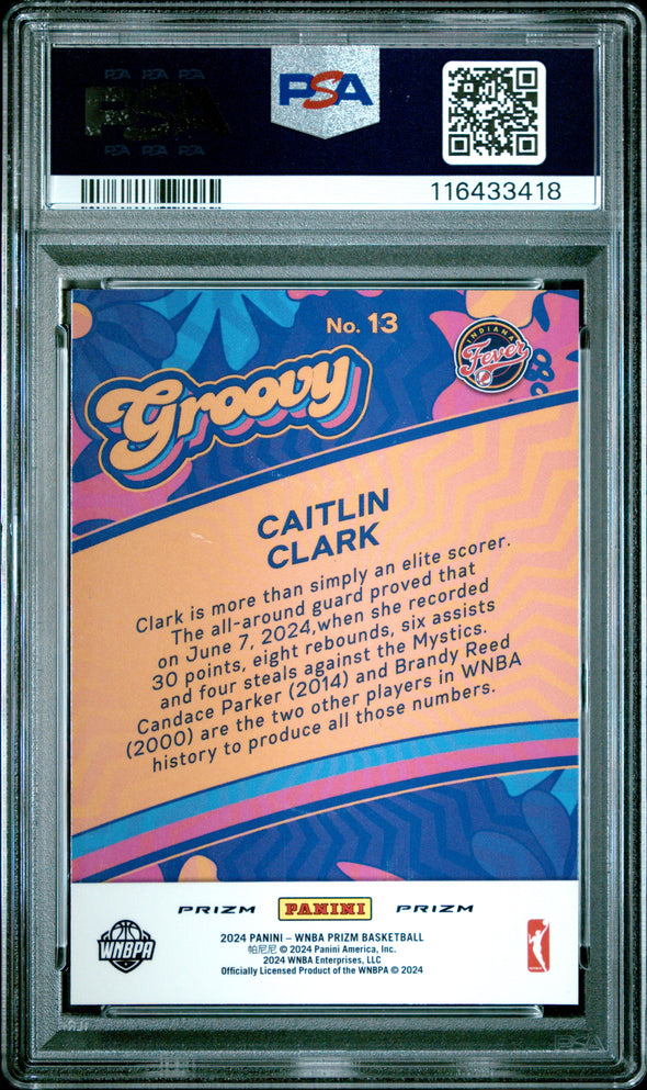 2024 Prizm WNBA-Caitlin Clark #13 Groovy Green Prizm PSA 7