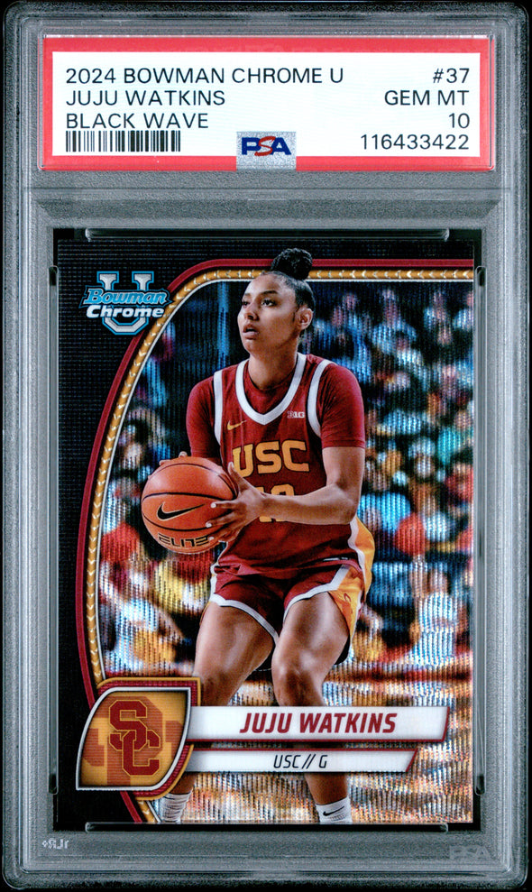 2024 Bowman Chrome University #37 JuJu Watkins Black Wave PSA 10