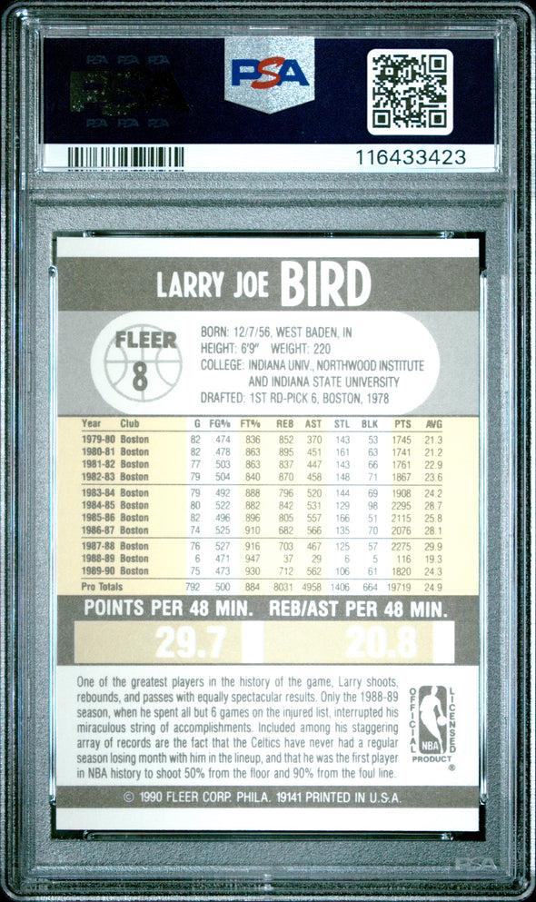 1990 Fleer Basketball #8 Larry Bird PSA 10
