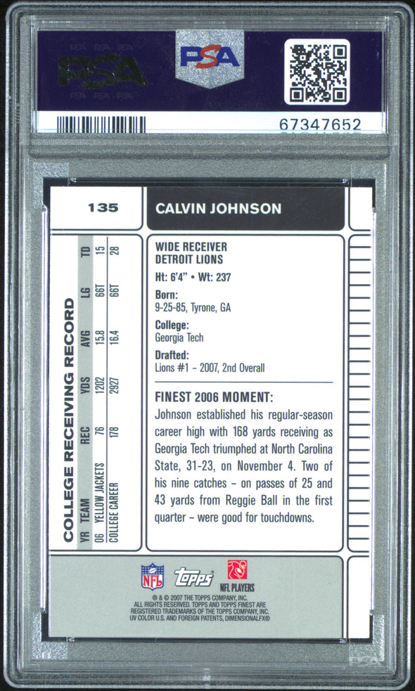 2007 Topps Finest-Calvin Johnson-Rookie # 135 PSA 10