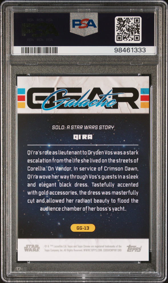 2024 Topps Chrome Star Wars QI'RA #GG13 Galactic Gear Gold Refractor PSA 10