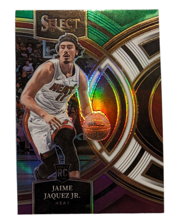 2023-24 Panini Select-Jaime Jaquez Jr.-Tri-Color Premier Green Purple #102 Rookie