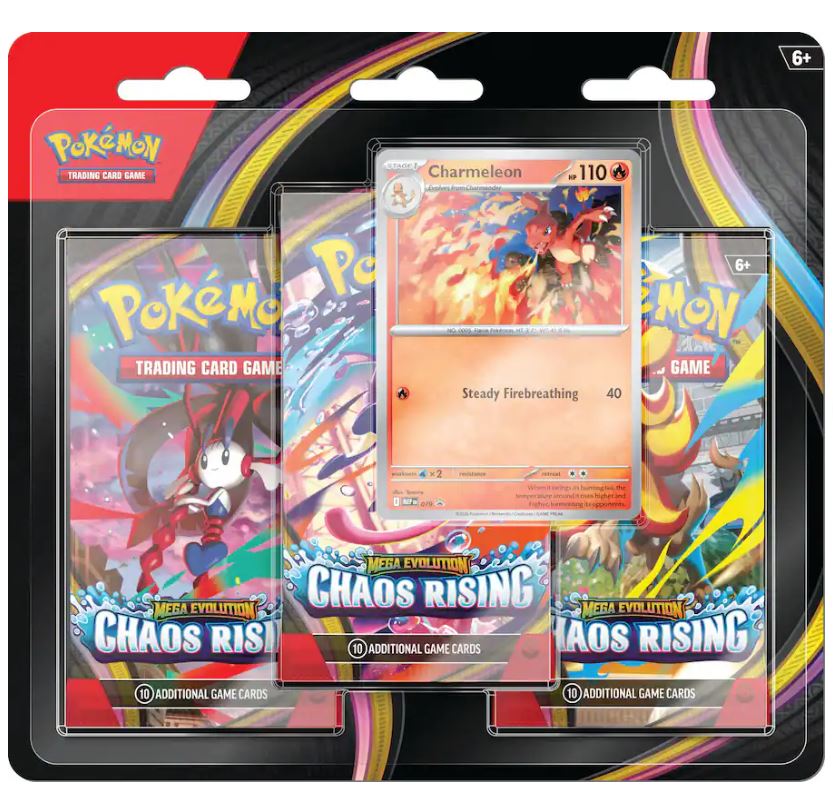 Pokémon TCG: Mega Evolution # 4-Chaos Rising 3 Pack Blister Pack (Pre- –  JB's Sports Cards