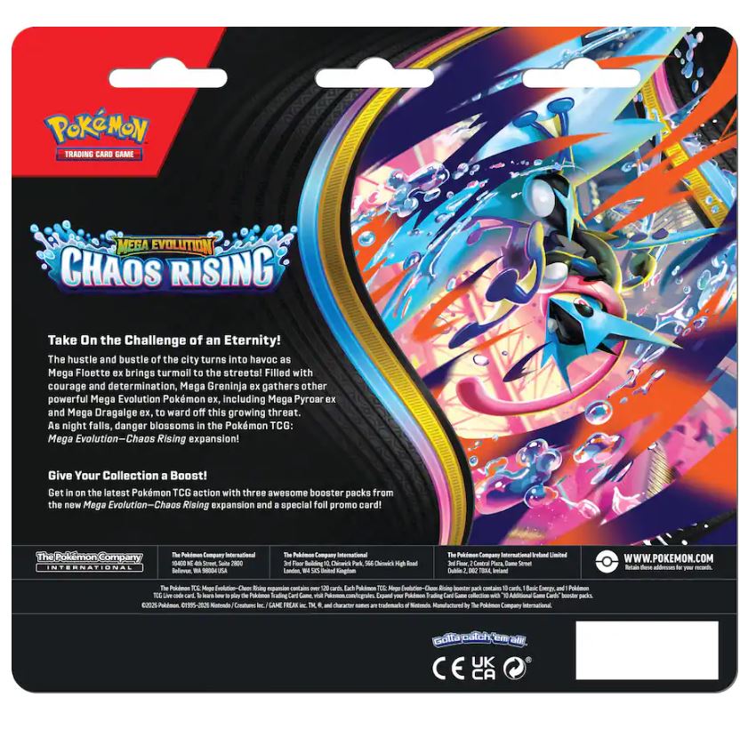 Pokmon TCG: Mega Evolution # 4-Chaos Rising 3 Pack Blister Pack (Pre- JB's Sports Cards Pokmon TCG: Mega Evolution # 4-Chaos Rising 3 Pack Blister Pack (Pre- JB's Sports Cards