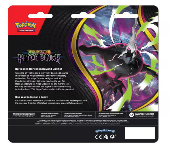 Pokémon TCG: Mega Evolution # 5-Pitch Black 3 Pack Blister Pack (Pre-O – JB's Sports Cards