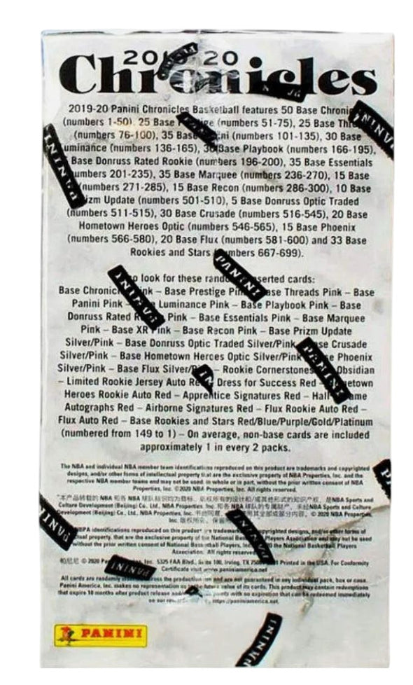 2019-20 Panini Chronicles Basketball Blaster Box