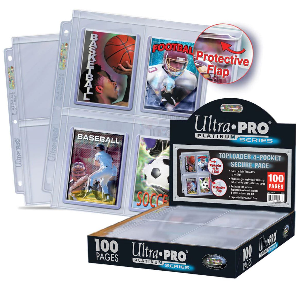 Ultra Pro Premium Series 4-Pocket Secure Pages (100ct) for Toploaders –  JB's Sports Cards