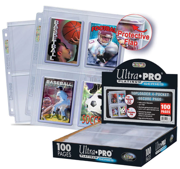 Ultra Pro Premium Series 4-Pocket Secure Pages (100ct) for Toploaders